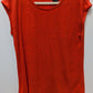 Tahari Red Orange Button-Down Back Linen T-Shirt