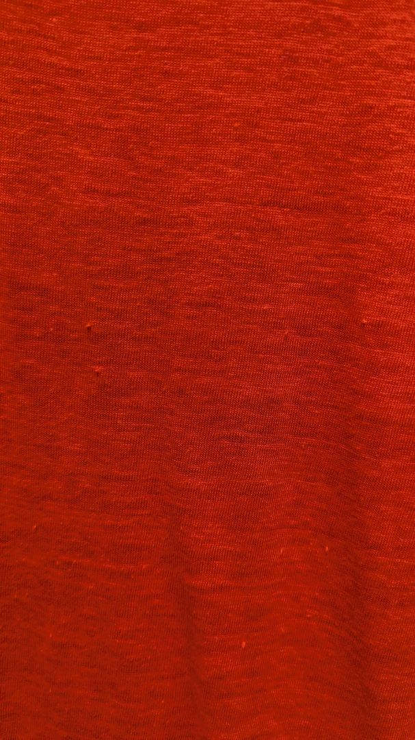 Tahari Red Orange Button-Down Back Linen T-Shirt