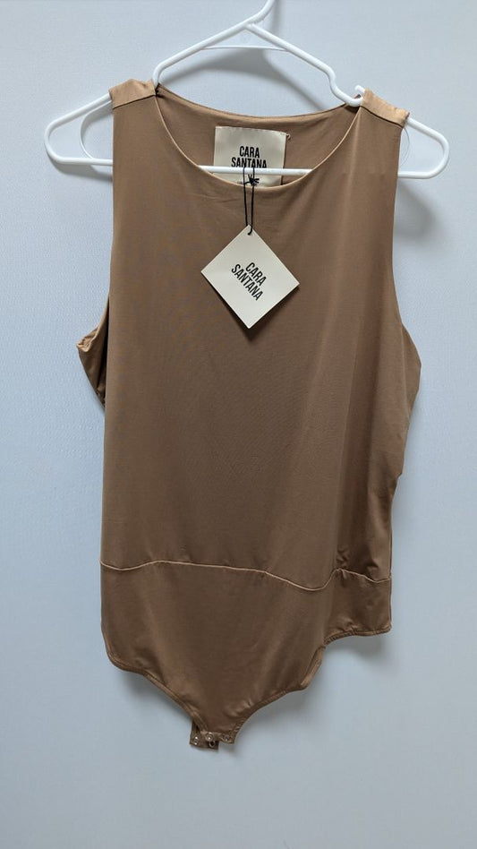 CARA SANTANA Light Brown Sleeveless Bodysuit