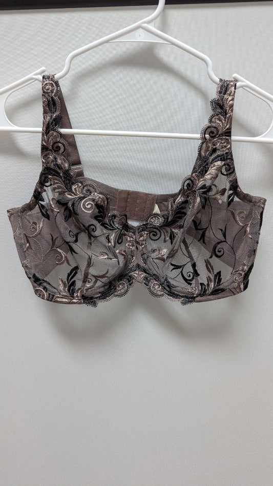 Soma Brown Sheer Embroidered Lace Bra