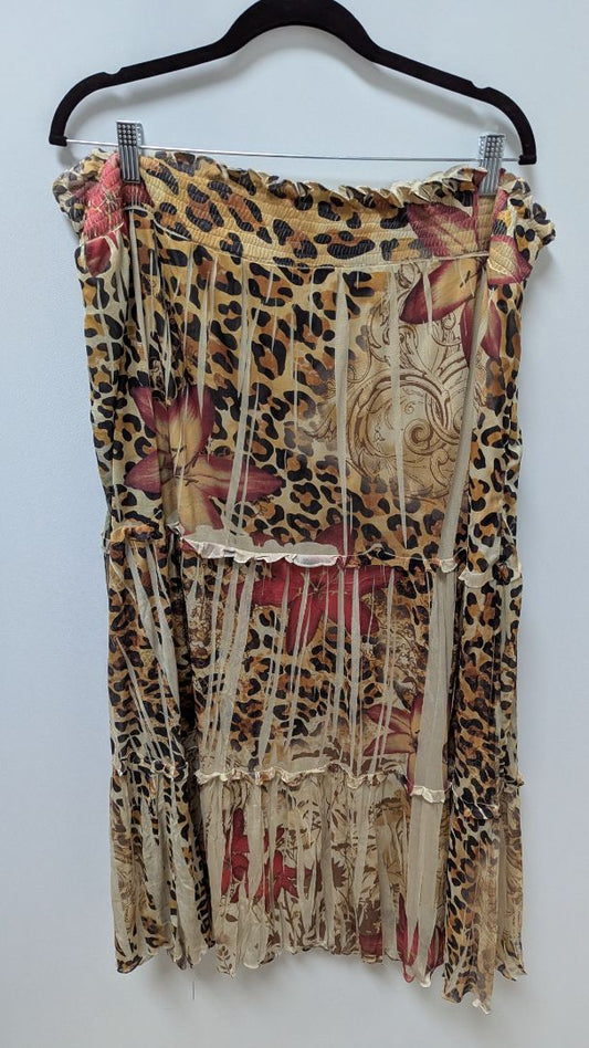 Lane Bryant Tan/Orange/Brown Mixed Animal Print Maxi Skirt