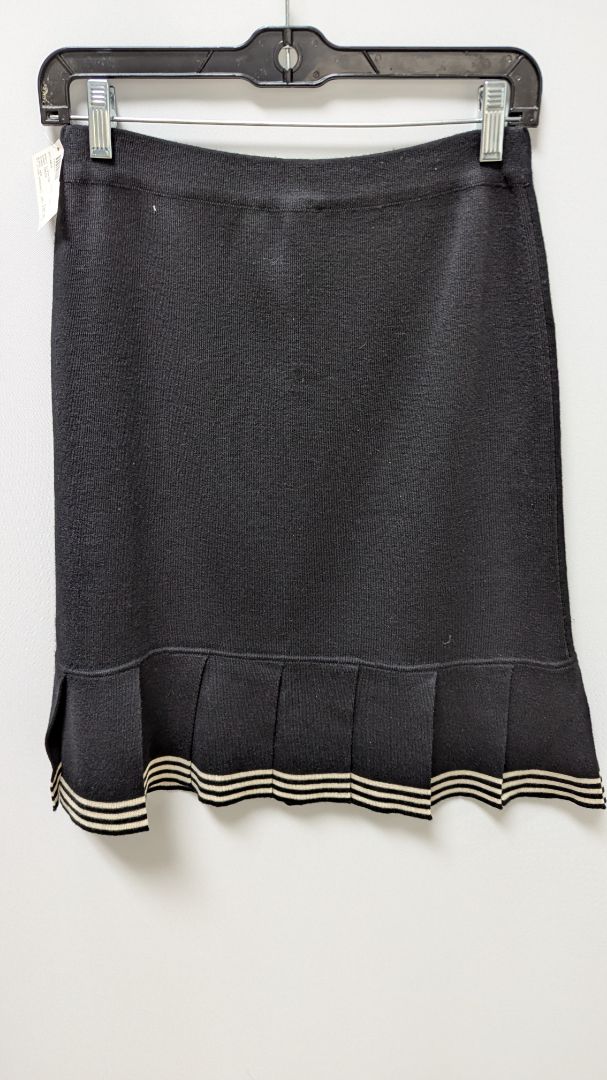 Luisa Spagnoli Black/Ivory Striped Knit Skirt