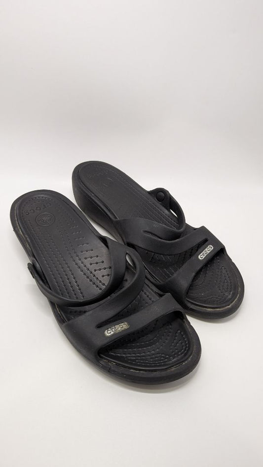 Crocs Black 3-Strap Wedge Sandal