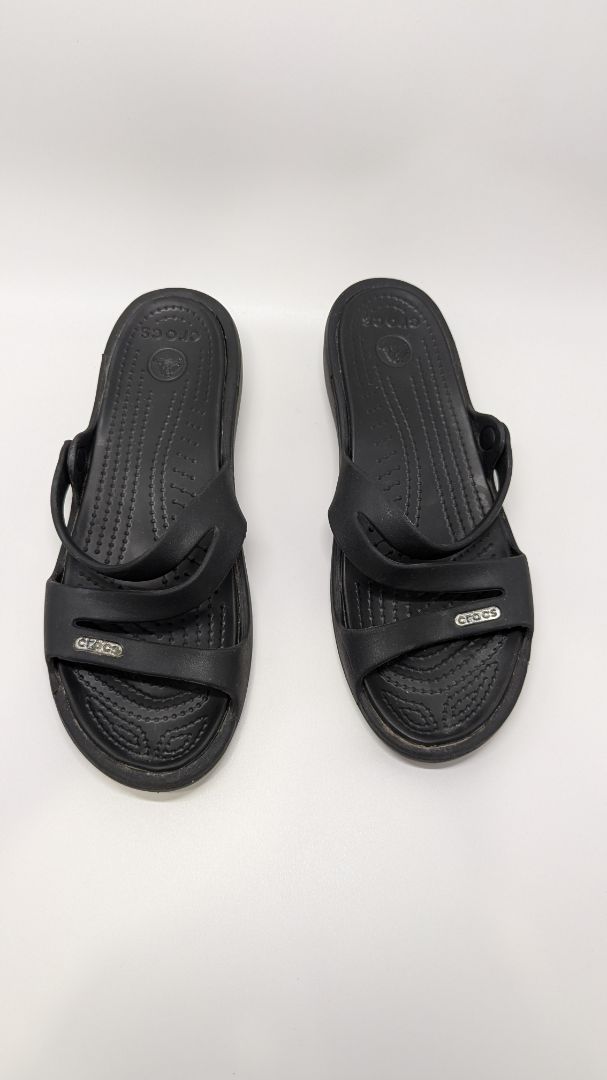 Crocs Black 3-Strap Wedge Sandal
