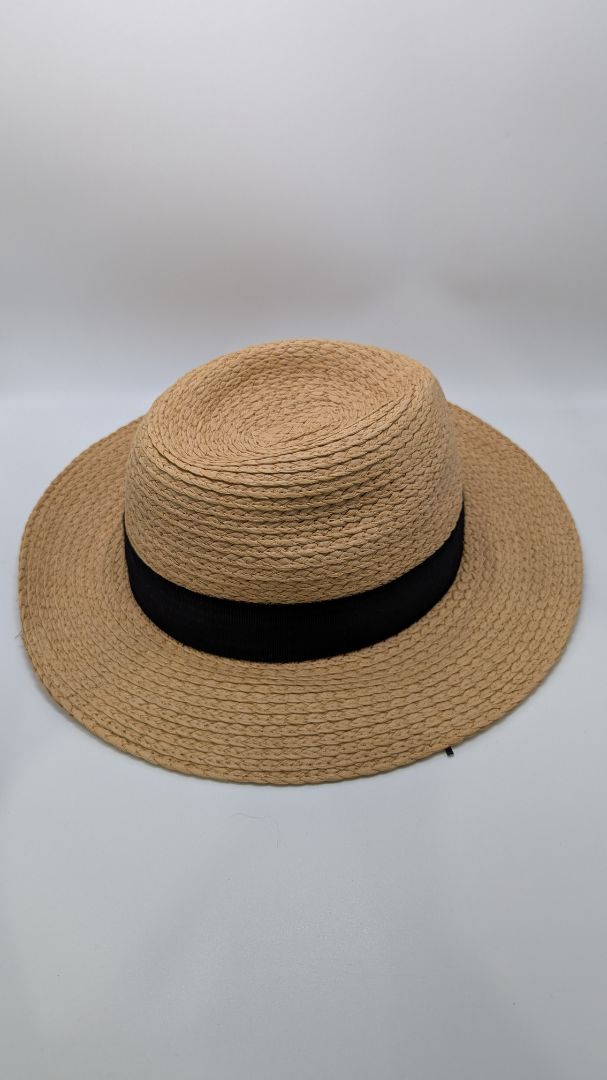 Beige Woven Fedora Sun Hat