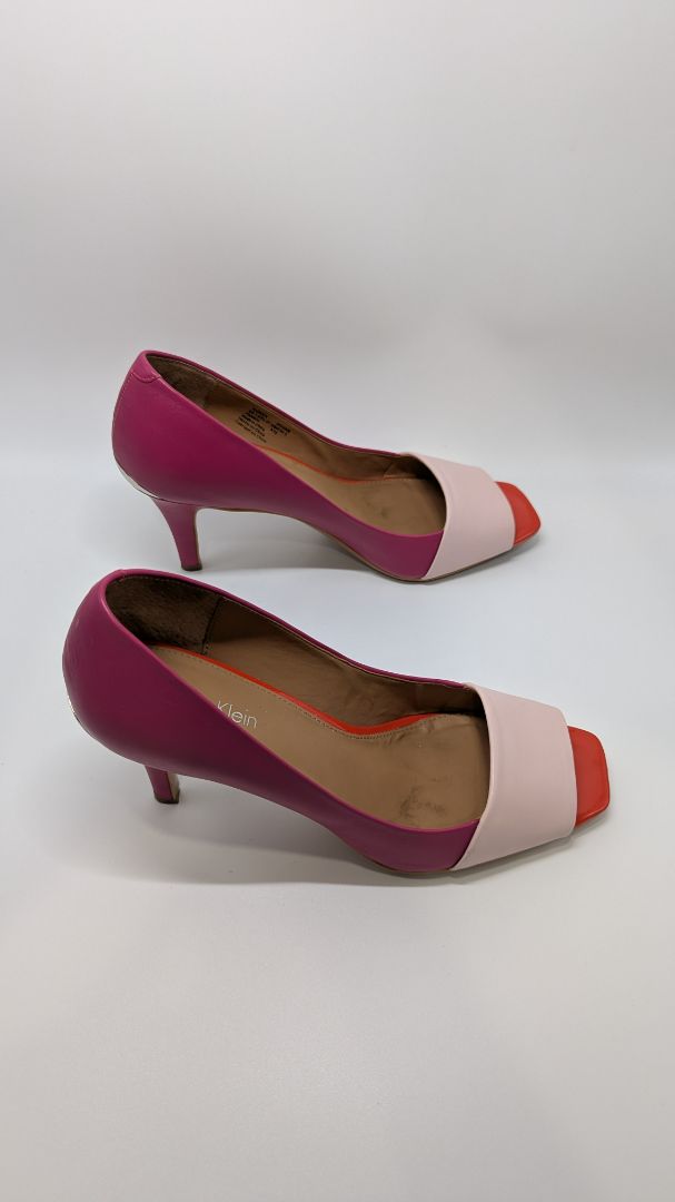 Calvin Klein Pink Tri-Tone Peep Toe Heels