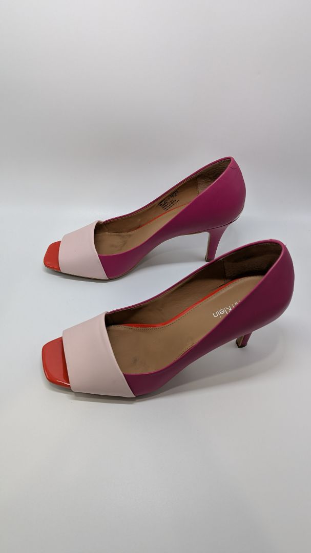 Calvin Klein Pink Tri-Tone Peep Toe Heels
