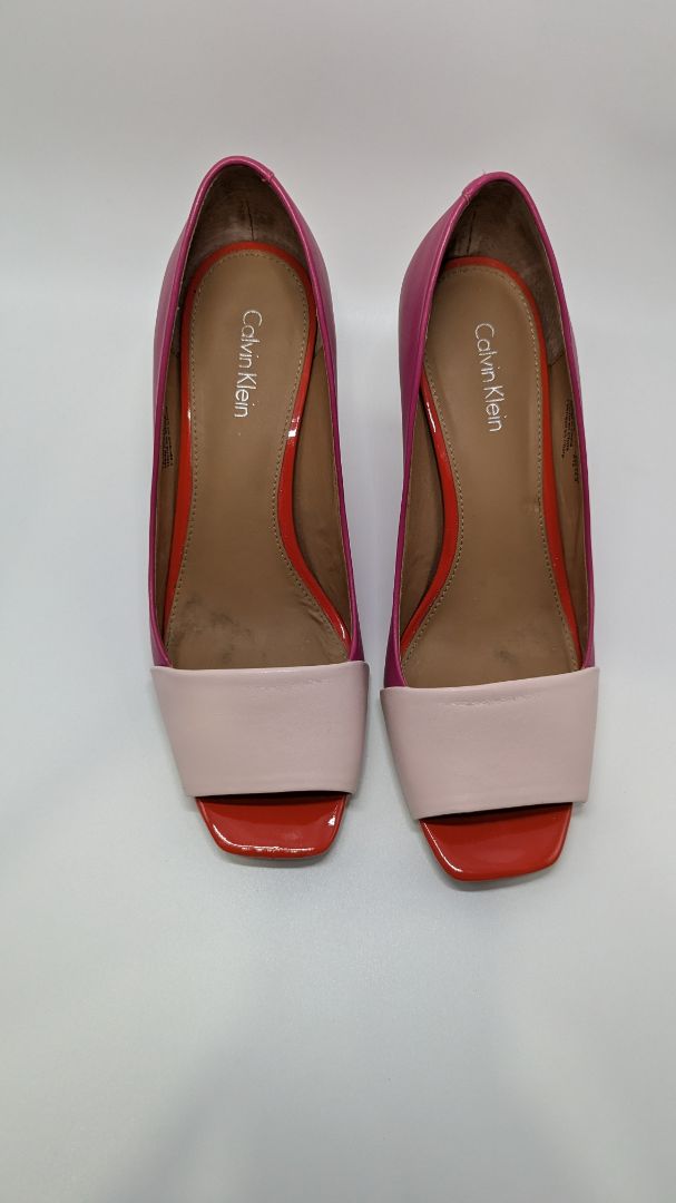 Calvin Klein Pink Tri-Tone Peep Toe Heels