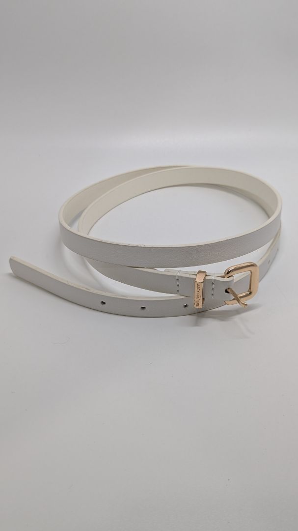 Juicy Couture Ivory Faux-Leather Belt with Gold Buckle