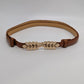 Brown/Gold Faux Leather Leaf Clasp Belt