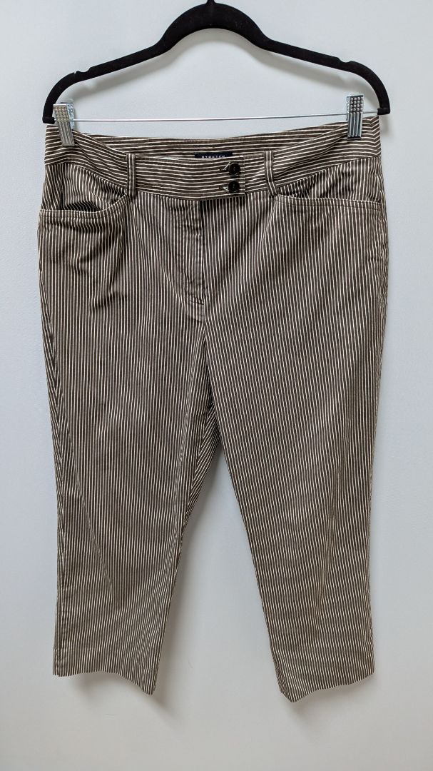 Jones New York Signature Brown/White Striped Stretch Pants