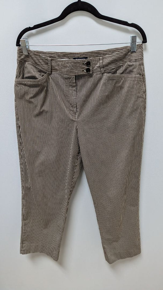 Jones New York Signature Brown/White Striped Stretch Pants