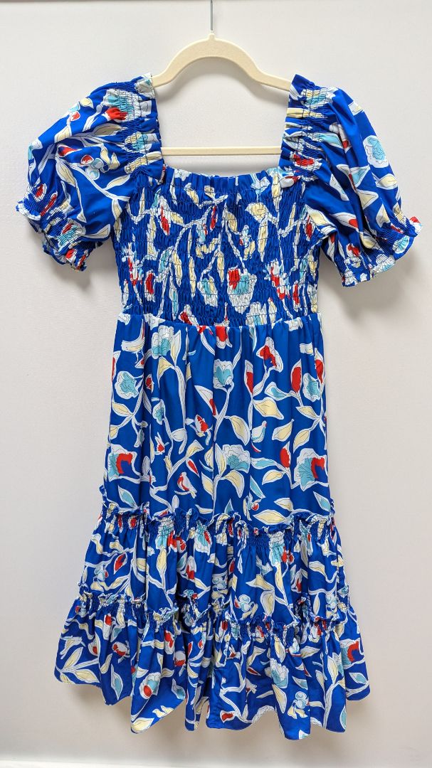 Blue Floral Off-The-Shoulder Maxi Dress