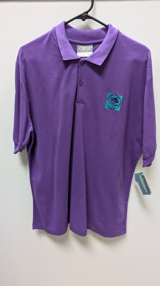CREST Men's Purple Embroidered Lion Polo Shirt