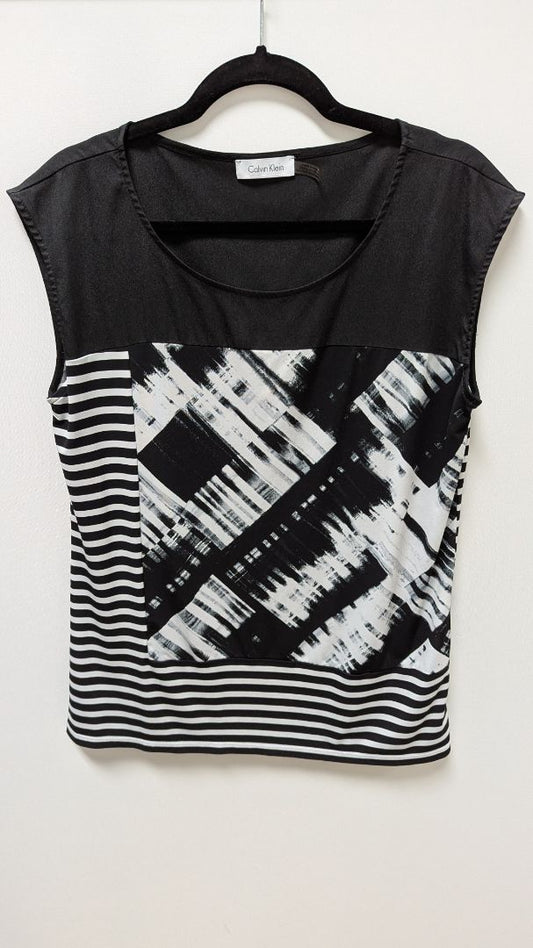 Calvin Klein Black/White Mixed Print Blouse