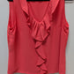 KASPER Coral Ruffled Sleeveless Blouse
