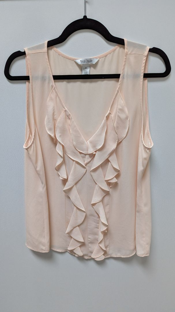 White House Black Market Light Pink Sheer Sleeveless Blouse