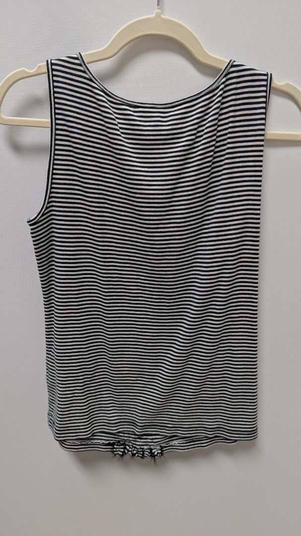 Caslon Black/White Striped Sleeveless Blouse