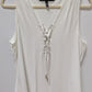 White House Black Market White Sleeveless Lace-Up Blouse