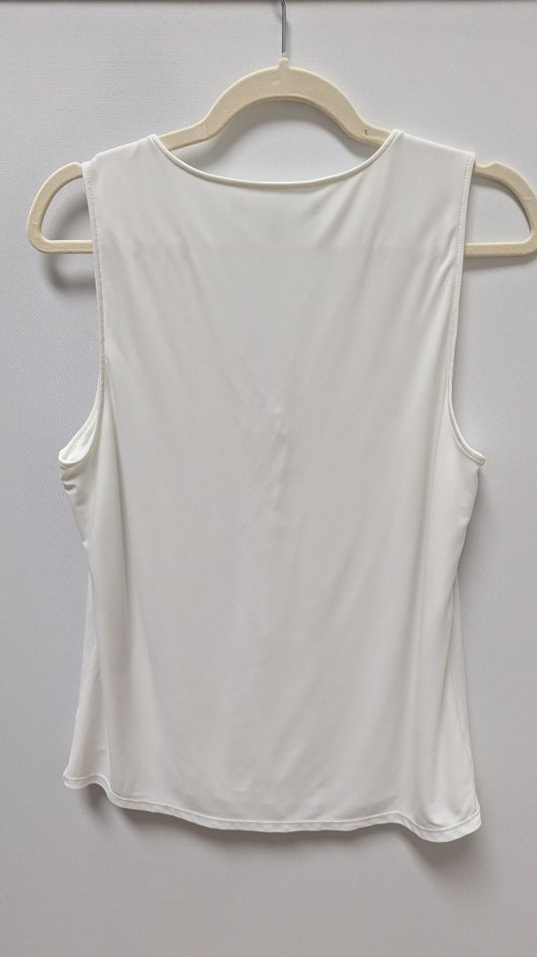 White House Black Market White Sleeveless Lace-Up Blouse
