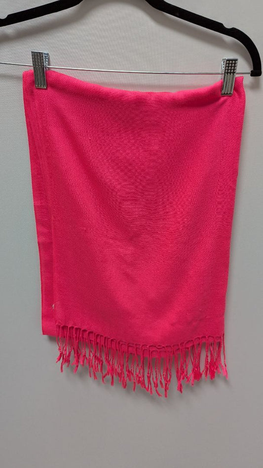 Hot Pink Knit Tassel Fringe Scarf