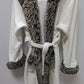 Pottery Barn Ivory/Brown Faux-Fur Robe