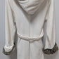 Pottery Barn Ivory/Brown Faux-Fur Robe