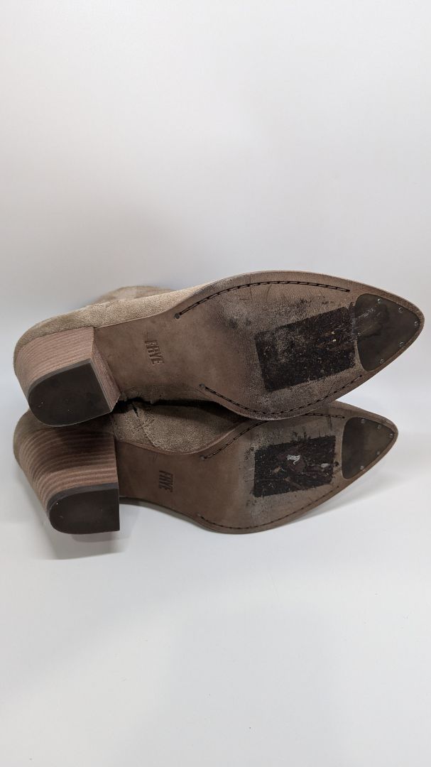 FRYE Light Brown Suede Heeled Boots