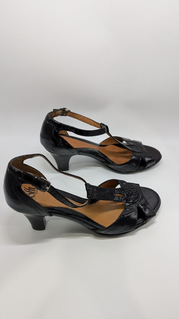 Sofft Black Carlina Patent Leather Strappy Heels