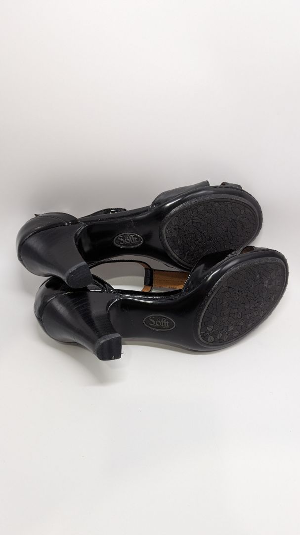 Sofft Black Carlina Patent Leather Strappy Heels