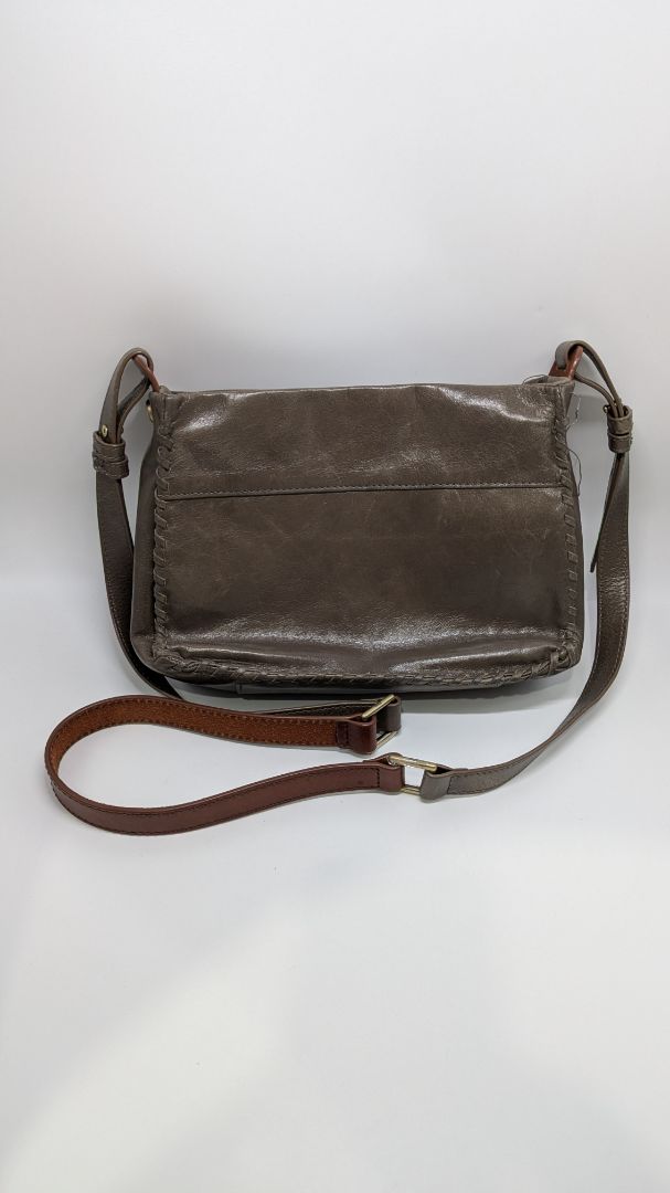 Grey/Brown Genuine Leather Crossbody Purse