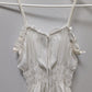 Papaya White Spaghetti Strap Cropped Peasant Blouse