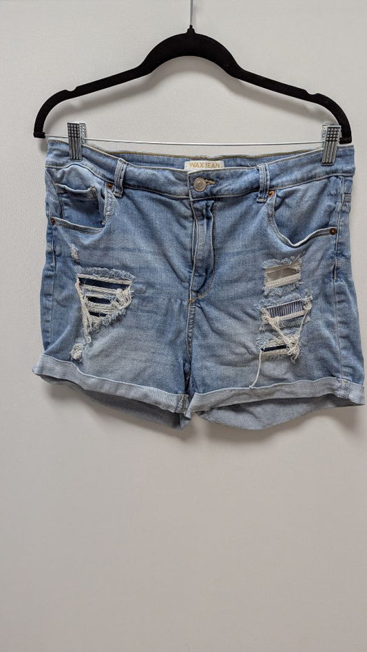 Wax Jean Light Wash Distressed Denim Shorts