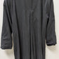 Black Vintage Velvet-Collar Button-Down Trench Coat