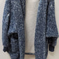G.I.L.I Dark Blue/White Hooded Faux-Fur Coat
