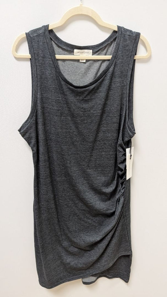 Treasure & Bond Heather Grey Sleeveless Ruched Tee Dress (2X)