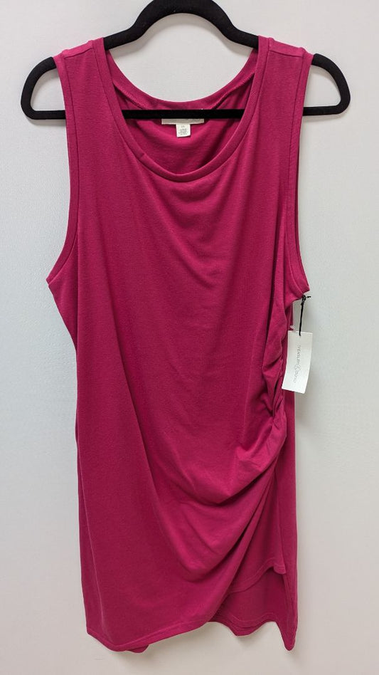 Treasure & Bond Hot Pink Sleeveless Ruched Tee Dress
