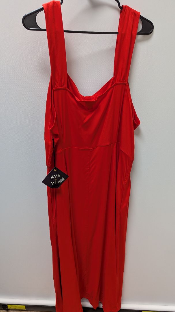 Ava & Viv Red Sleeveless Button-Down Maxi Dress
