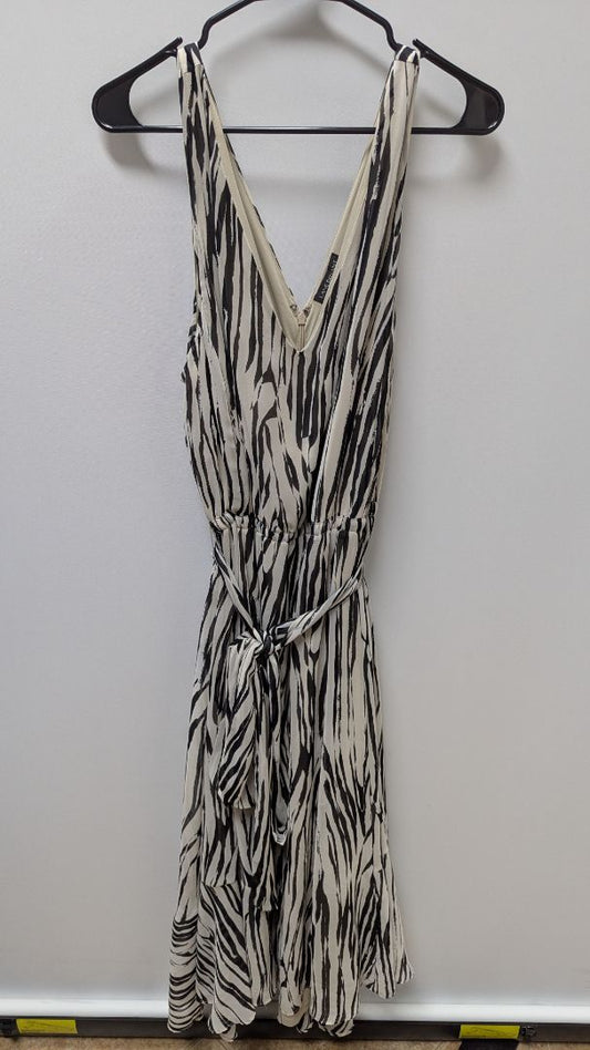Lane Bryant Ivory/Black Zebra Striped Flared Dress