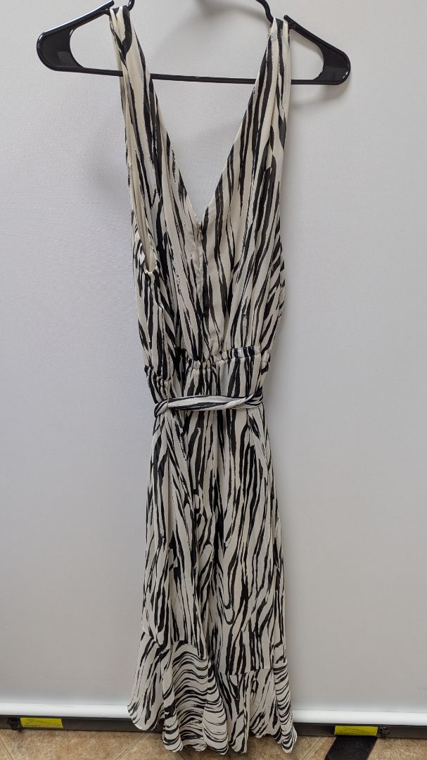 Lane Bryant Ivory/Black Zebra Striped Flared Dress