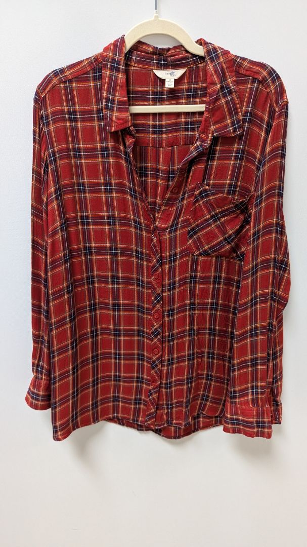 Terra & Sky Red/Navy Plaid Flannel Button-Down Shirt