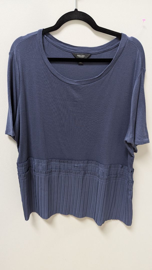 Simply Vera Wang Dark Blue Pleated-Bottom Blouse