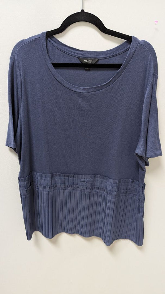 Simply Vera Wang Dark Blue Pleated-Bottom Blouse