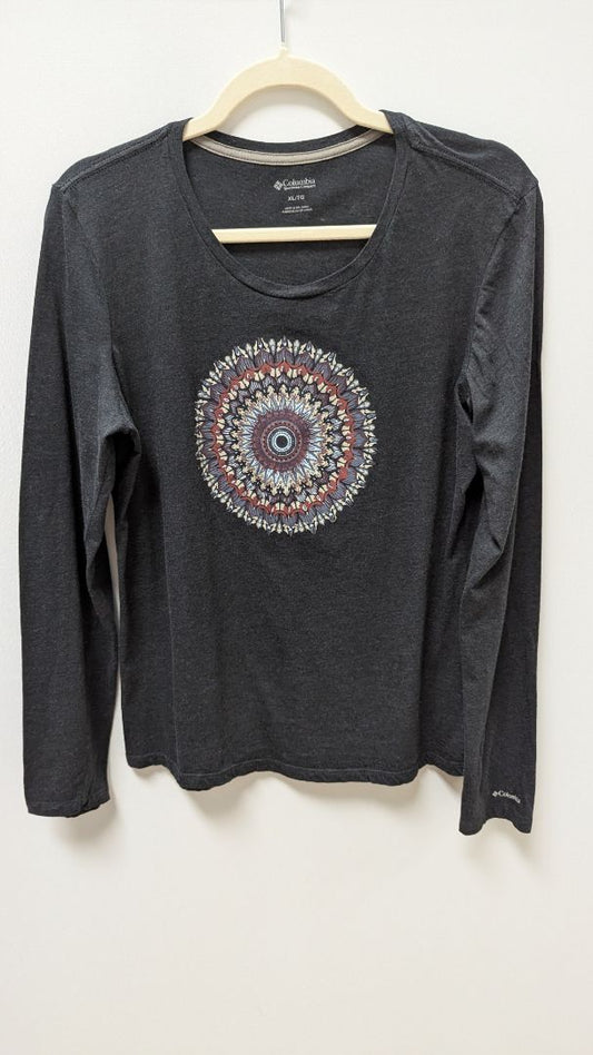 Columbia Dark Grey Purple Mandala Long-Sleeve T-Shirt