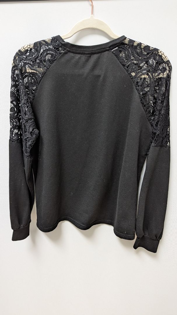 Exclusive Black Lace-Sleeve Sweater