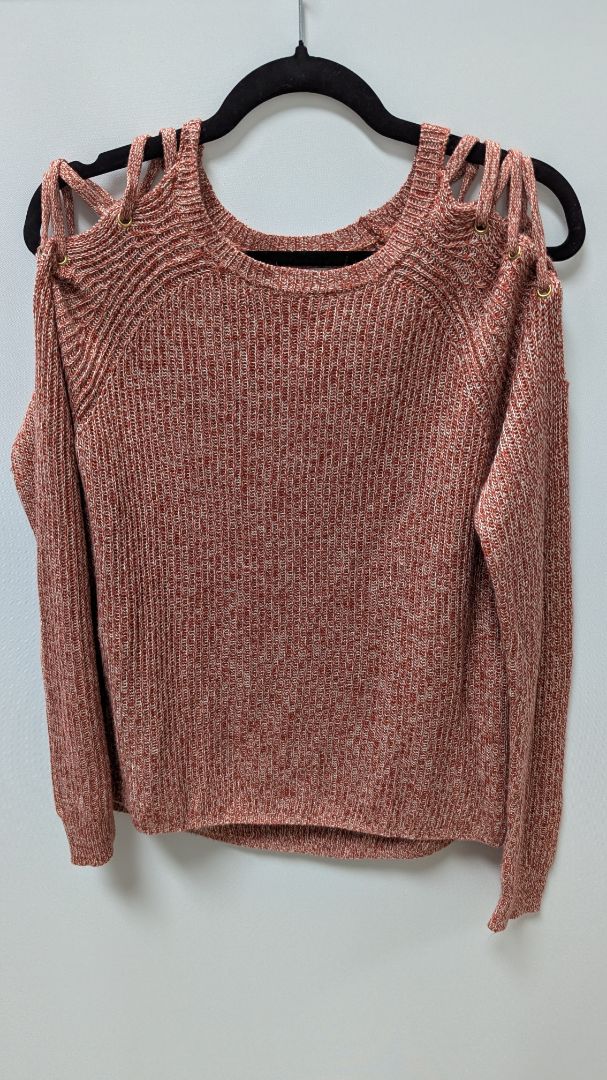 New York & Company Red Cold-Shoulder Sweater