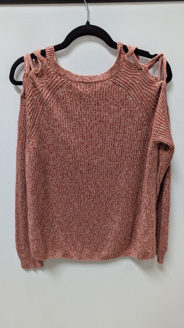 New York & Company Red Cold-Shoulder Sweater