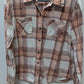Natural Reflections Faded Orange/White Plaid Flannel Shirt