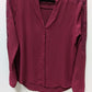 Express Burgundy Lace-Sleeve Button-Down Blouse