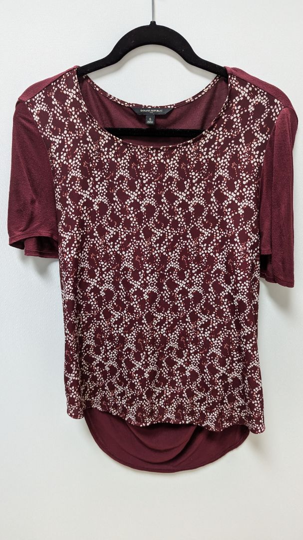 Banana Republic Burgundy Knit-Back Blouse
